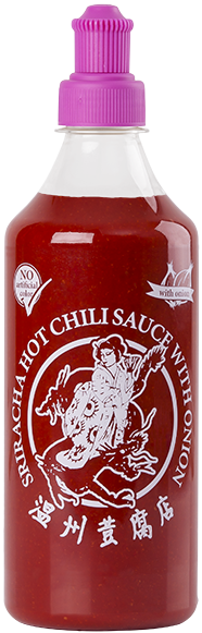 Sriracha csípős chili szósz vöröshagymával